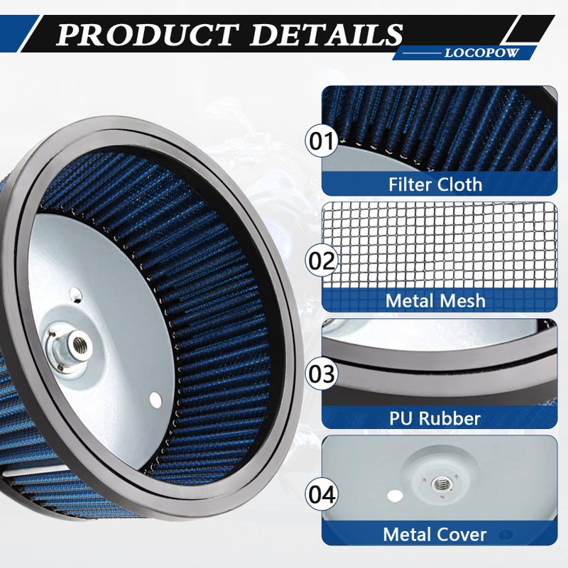 LOCOPOW HD-0800 29442-99e Air Filter for Harley Davidson Dyna Road King Super Street Electra Glide Ultra Classic FatBoy Softail Springer Classic Custom Deluxe Deuce Rocker Slim High Flow - Image 3
